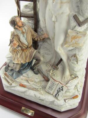 A Capodimonte porcelain figure of Michelangelo carving David - 2