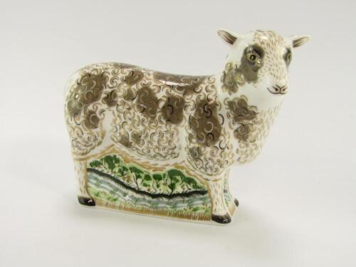 A Royal Crown Derby Imari porcelain paperweight Jacob Sheep