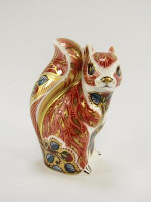 A Royal Crown Derby Imari porcelain paperweight Woodland Squirrel