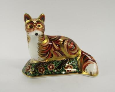 A Royal Crown Derby Imari porcelain paperweight Devonian fox cub