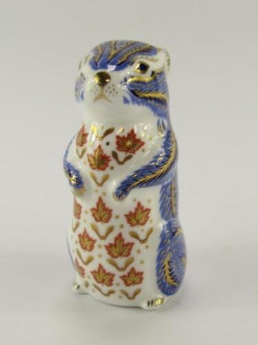 A Royal Crown Derby porcelain Imari paperweight modelled as a chipmunk