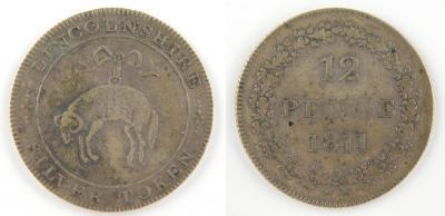 A Lincolnshire 12 pence silver token 1811.