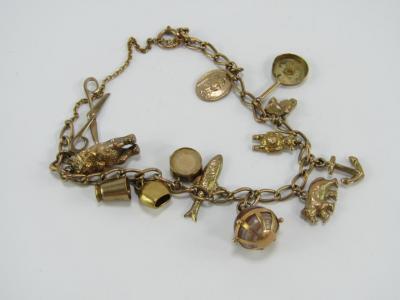 A 9ct gold charm bracelet