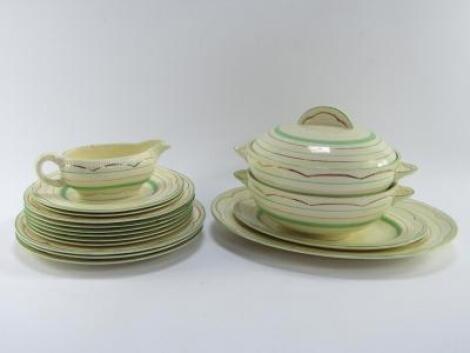 A Clarice Cliff pottery part dinner service