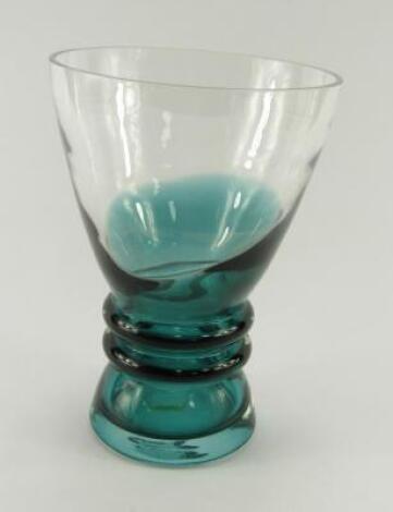 A Dartington clear and turquoise glass vase