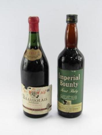 A bottle of Beaujolais Superieur 1955