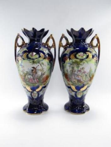 A pair of Dudley late 19thC pottery vases