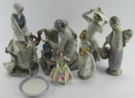 Five Lladro porcelain figures