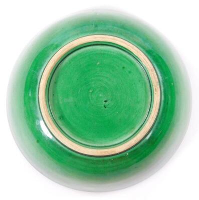 A green glazed pottery bowl - 13