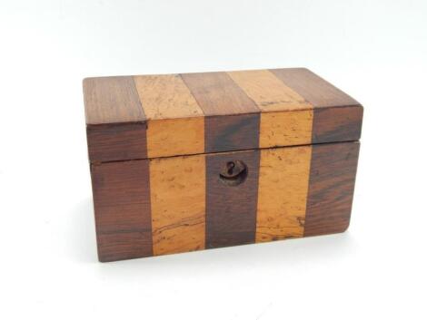 A George III rosewood and burr wood banded tea caddy