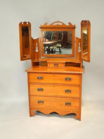 A Victorian satin walnut dressing chest