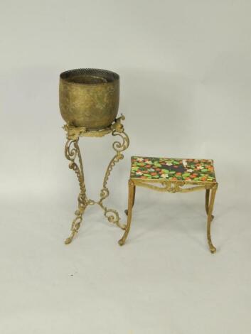 A brass jardiniere stand