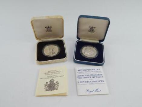 Two proof silver crown 1980 and 1981