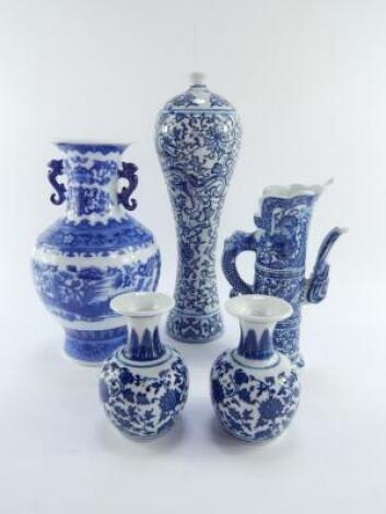 A Qing Dynasty style blue and white porcelain vase