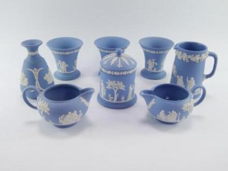 A group of Wedgwood light blue Jasper