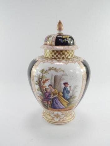 A Helena Wolfsohn 19thC porcelain vase and cover of baluster form