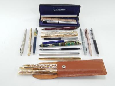 Sheaffer Parker and Paper Mate fountain and ball point pens