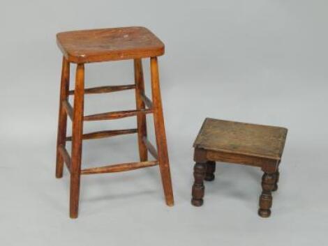 An oak footstool 'Made from Oak from The Northleach Prison 1936'