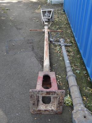 A Victorian white and red painted cast iron lamp post