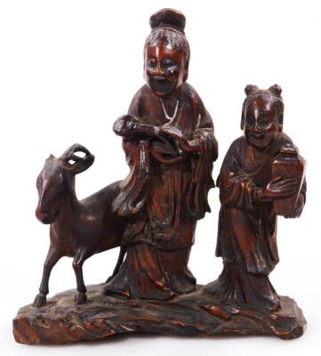 A 19thC Chinese carved softwood figure group - 2