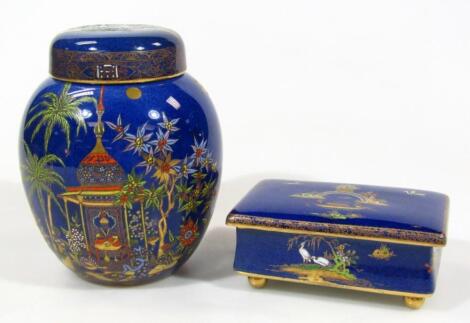 A 20thC Carltonware Bleu Royale Mikado ginger jar and cover