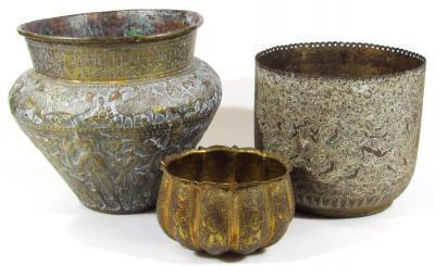 Three various Eastern metal vessels