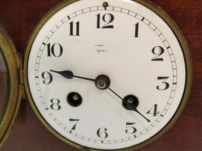 An Edwardian mahogany and inlaid mantel clock - 2