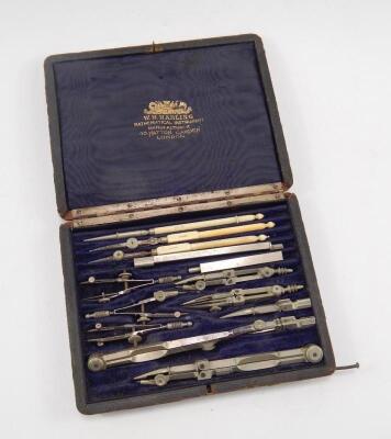 A Harling steel and ivory technical drawing set