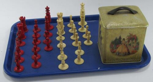 A 19thC Anglo Indian ivory chess set