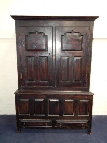 A 17thC oak cupboard