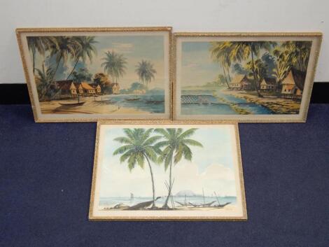 Janius (20thC). A pair of tropical coastal scenes