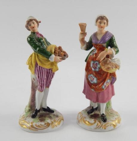 A pair of Samson porecelain late 19thC figures of street vendors