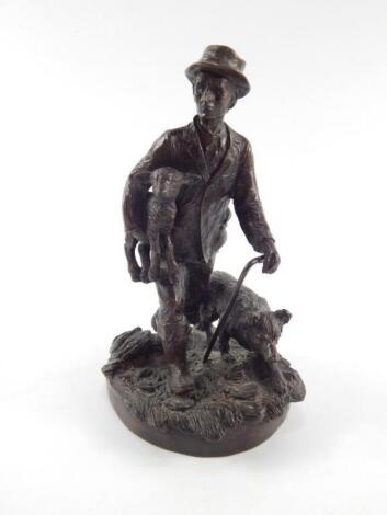 A Heredities bronze figure of a shepherd