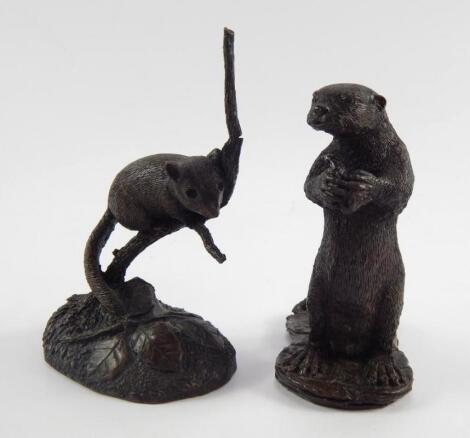 A bronze figure of a field mouse