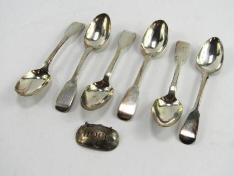 A set of five George IV silver teaspoons