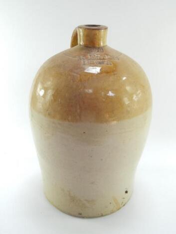 A Bourn stoneware two tone flagon