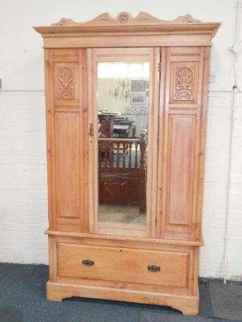 A Victorian pine wardrobe