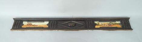 An oak overmantel frieze painted in the manner of Charles Cooper Henderson