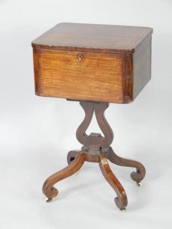 A George IV mahogany and satinwood cross banded sewing table