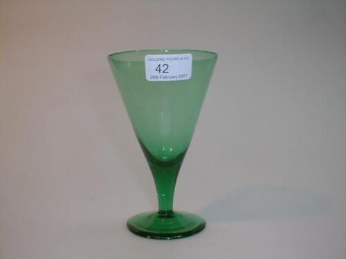 An 18thC green glass conical wine