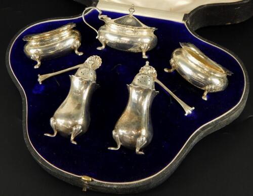 A George VI matched silver cruet set