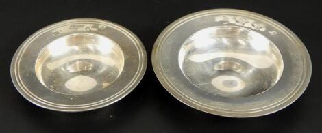 Two Queen Elizabeth II silver armada dishes