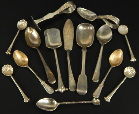 A collection of silver spoons and flatware