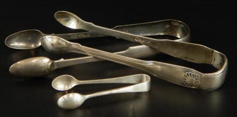 Three pairs of sugar tongs