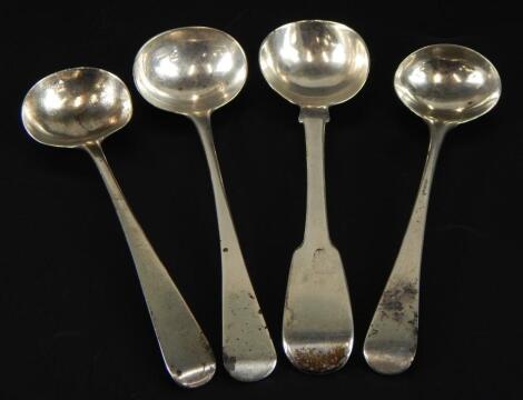 Four 19thC silver salt spoons