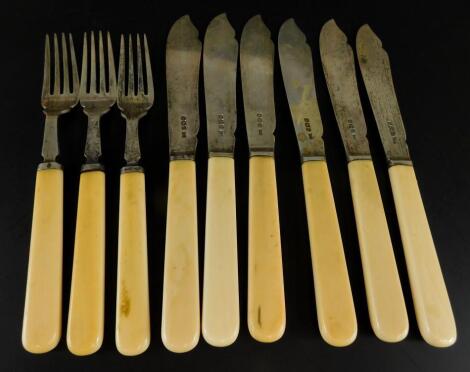 Various silver plated fish knives and forks