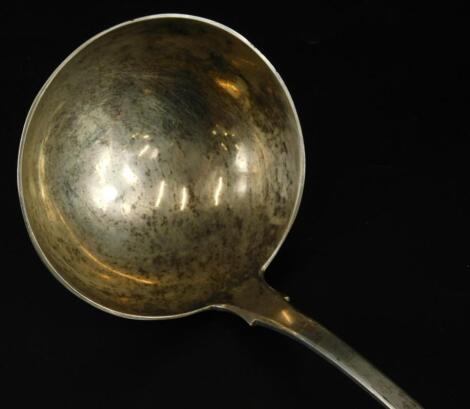 A 19thC white metal fiddle pattern ladle