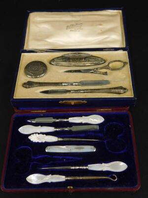 Two early 20thC part manicure sets