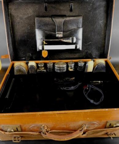 A George V brown leather dressing case