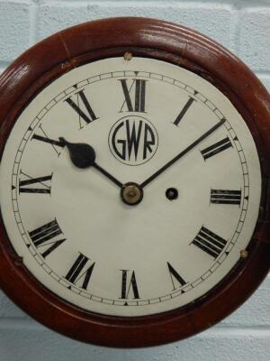 A late 19thC/early 20thC mahogany railway wall clock - 2